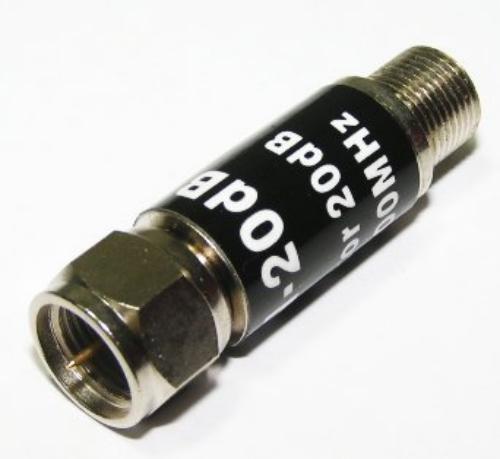 F Plug to Jack Attenuator 20DB